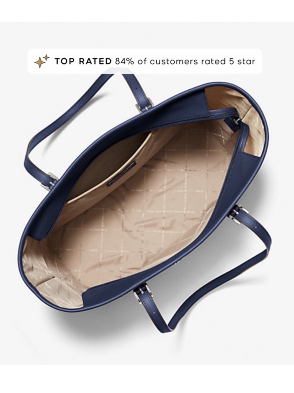 Michael Kors Navy Polka Dot Tote with MK Charm - Picture 5 of 7